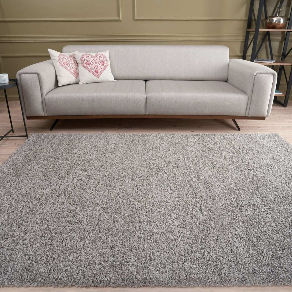 Solid Grey Shaggy Rug