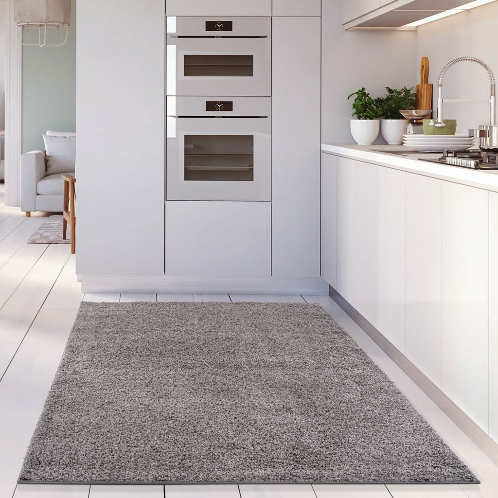Solid Grey Shaggy Rug