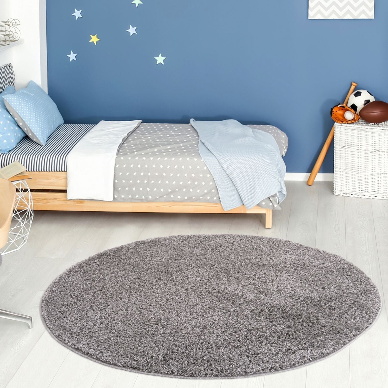 Solid Grey Shaggy Rug