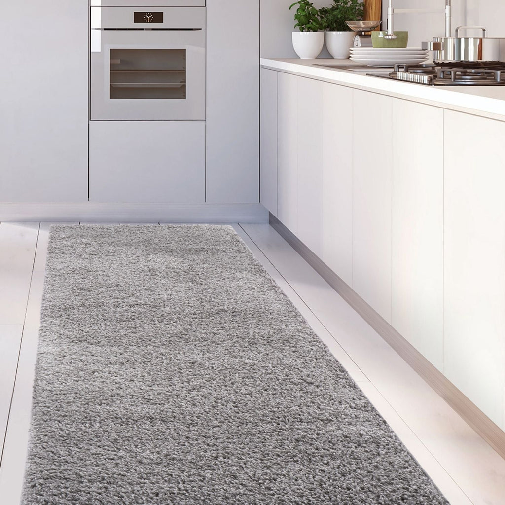 Solid Grey Shaggy Rug