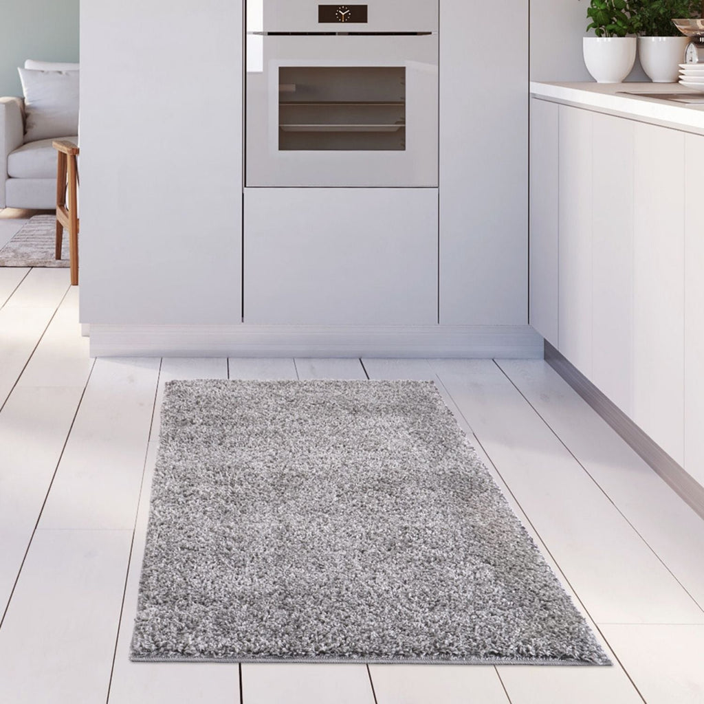 Solid Grey Shaggy Rug