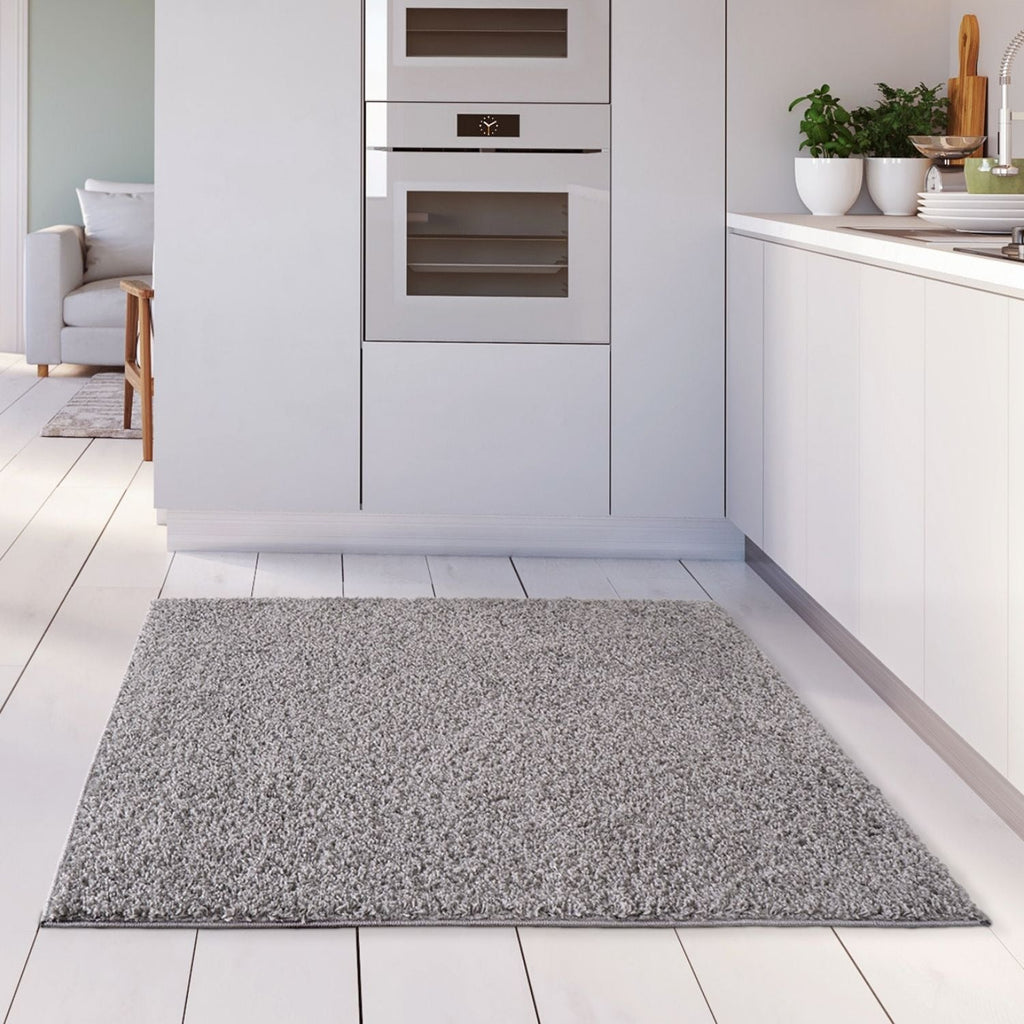 Solid Grey Shaggy Rug