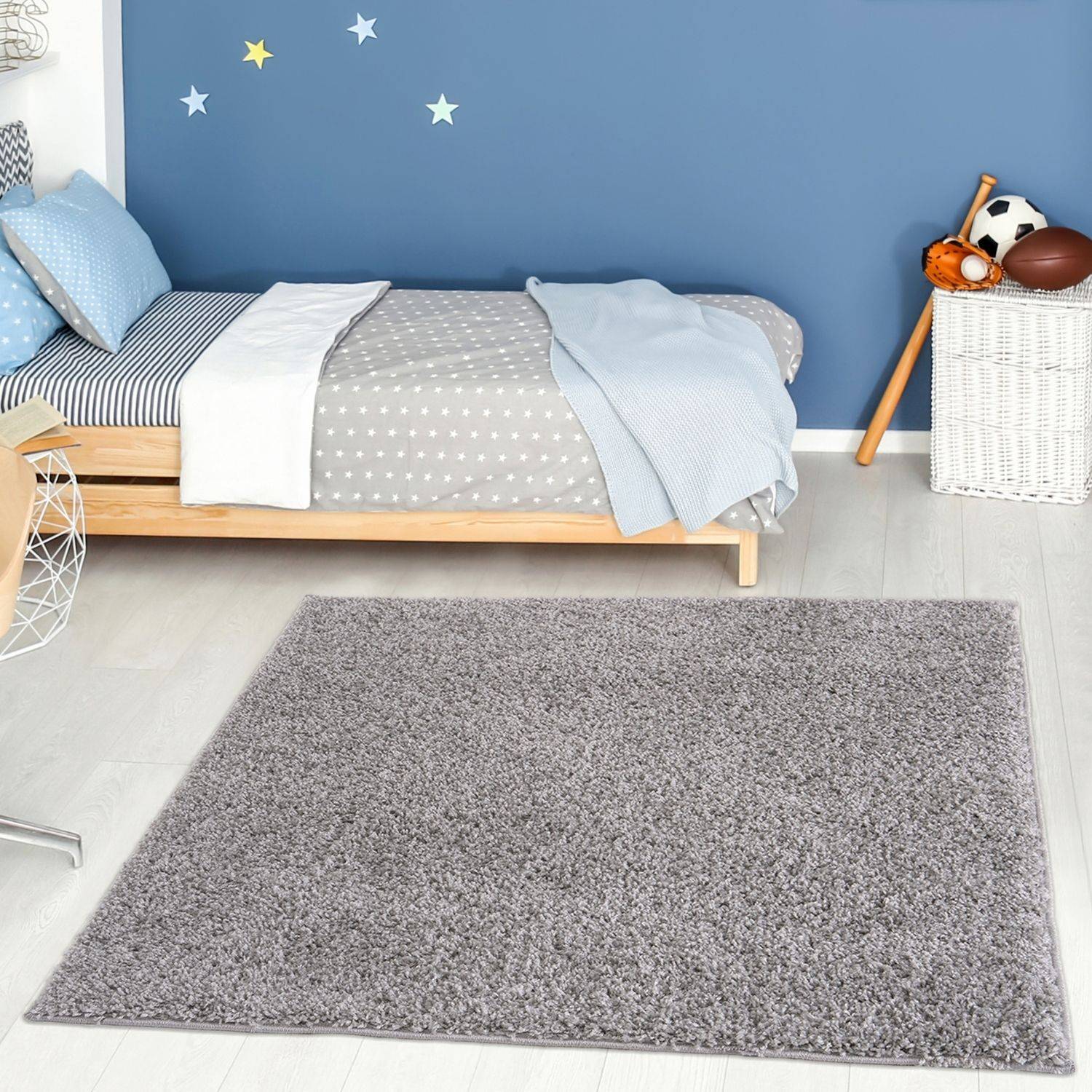 Solid Grey Shaggy Rug