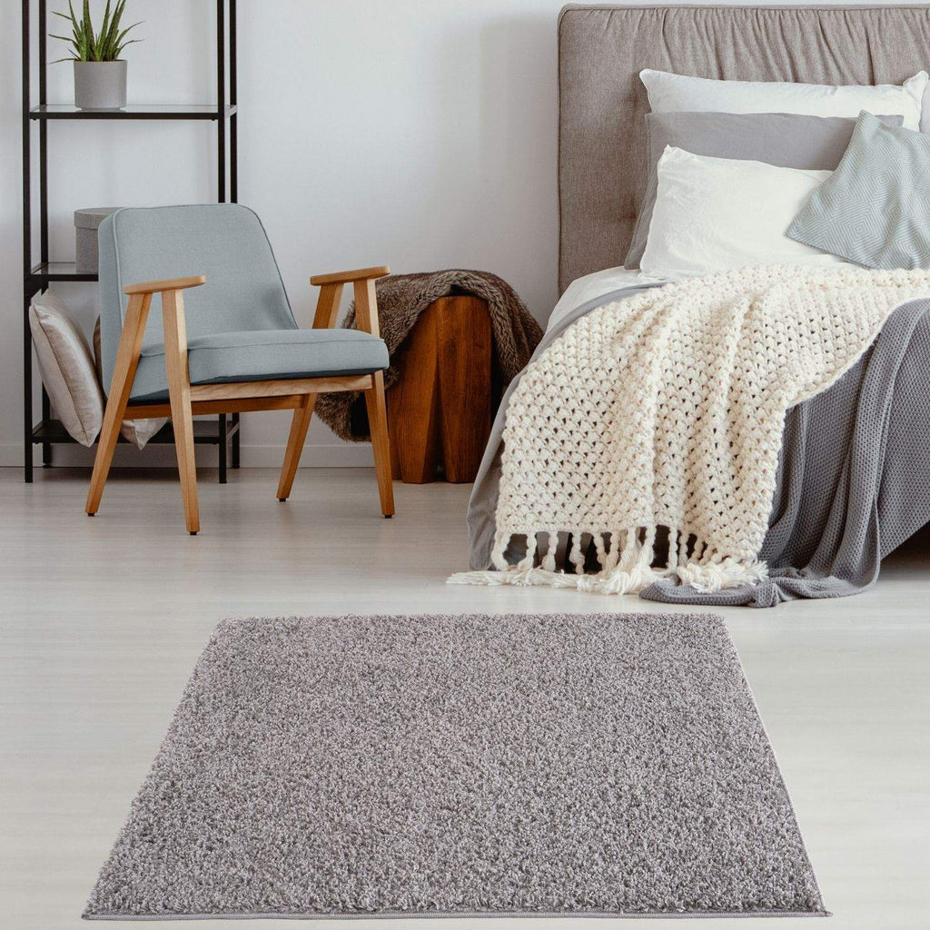 Solid Grey Shaggy Rug