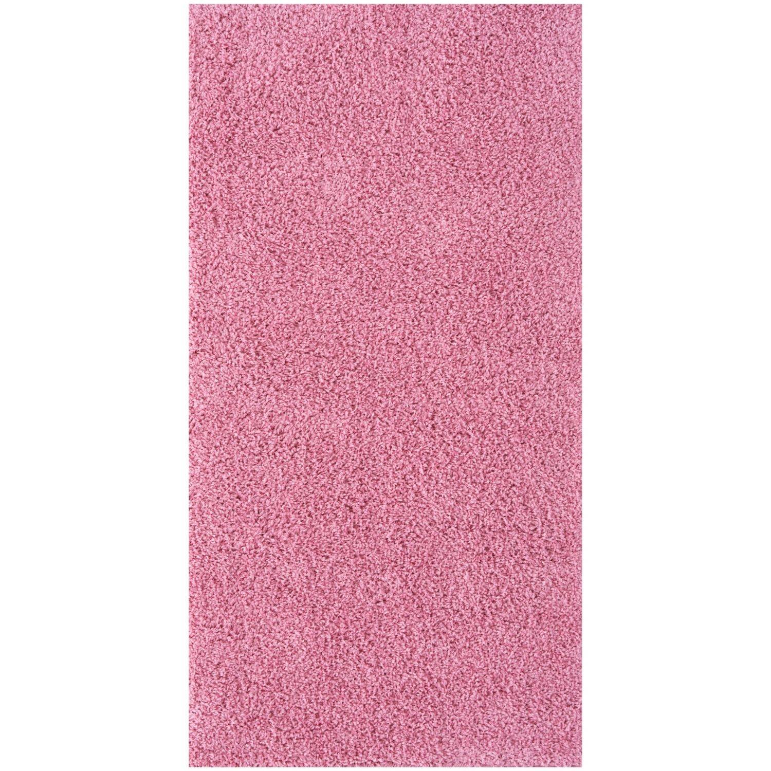 Solid Pink Shaggy Rug
