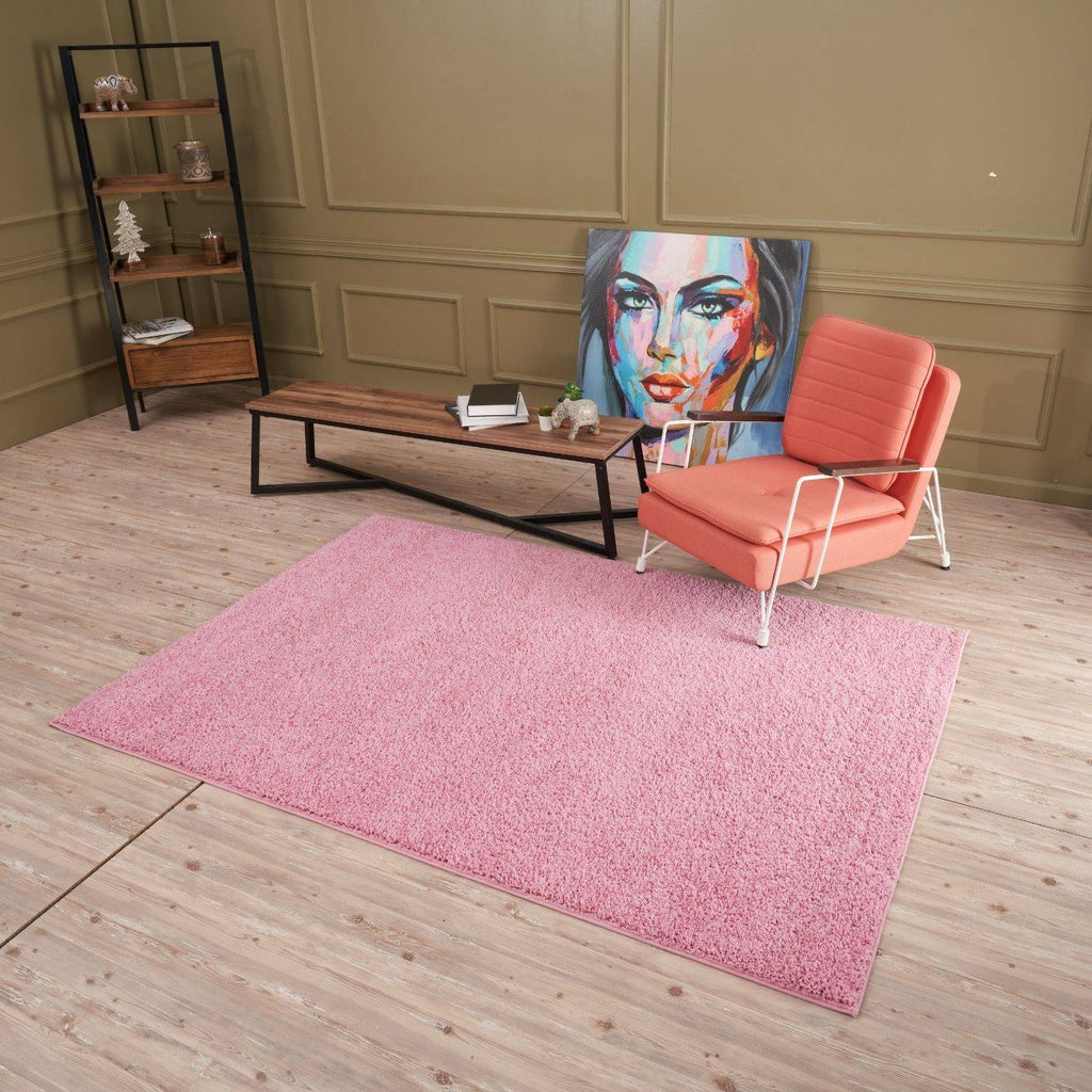 Solid Pink Shaggy Rug