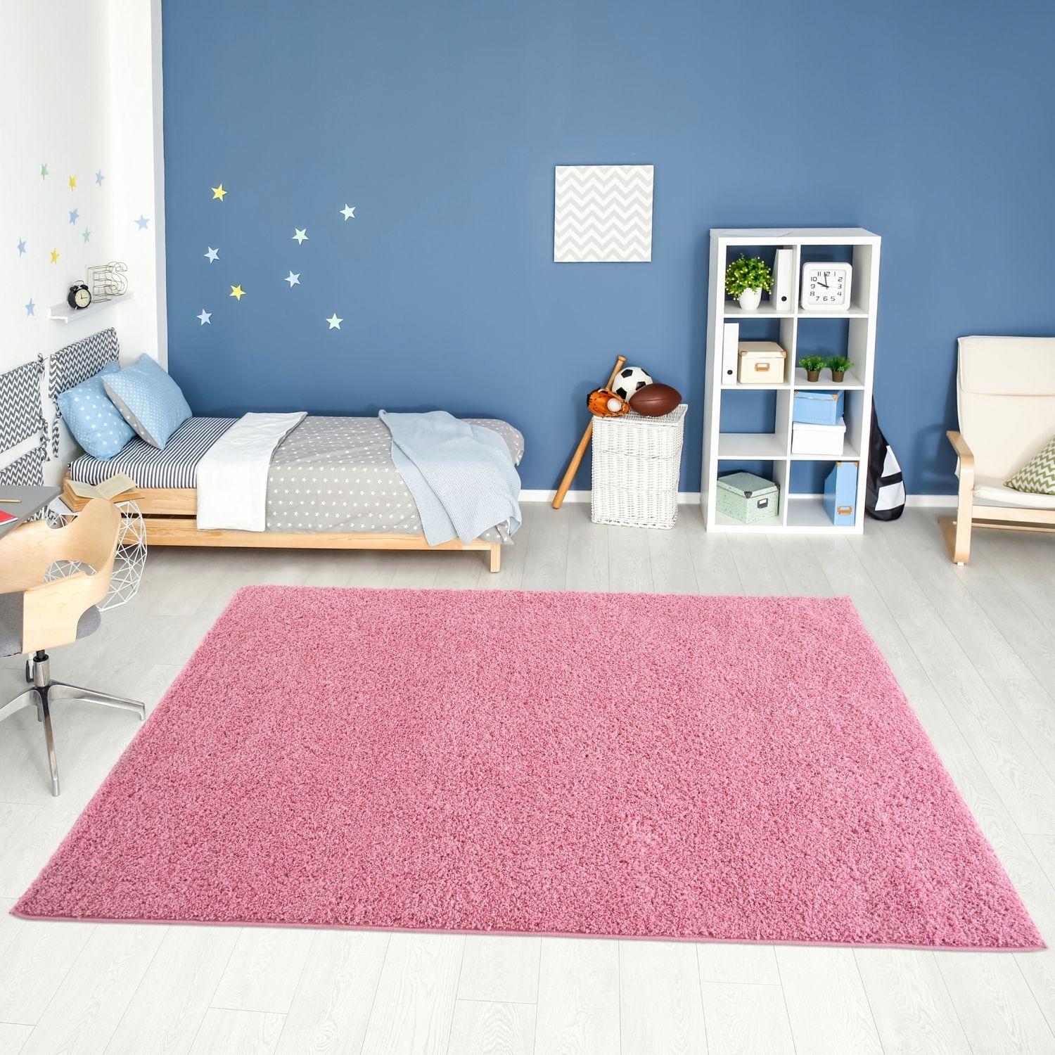 Solid Pink Shaggy Rug