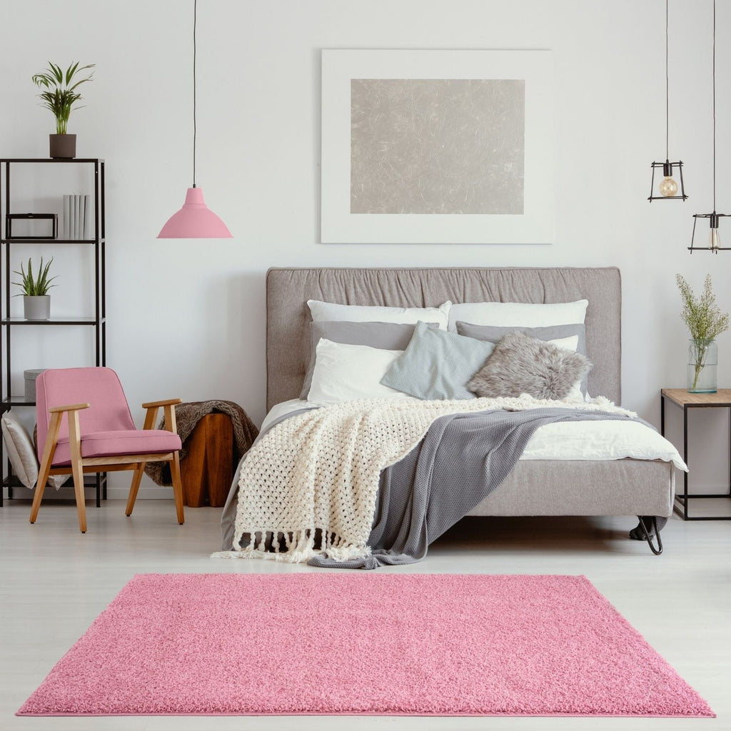 Solid Pink Shaggy Rug