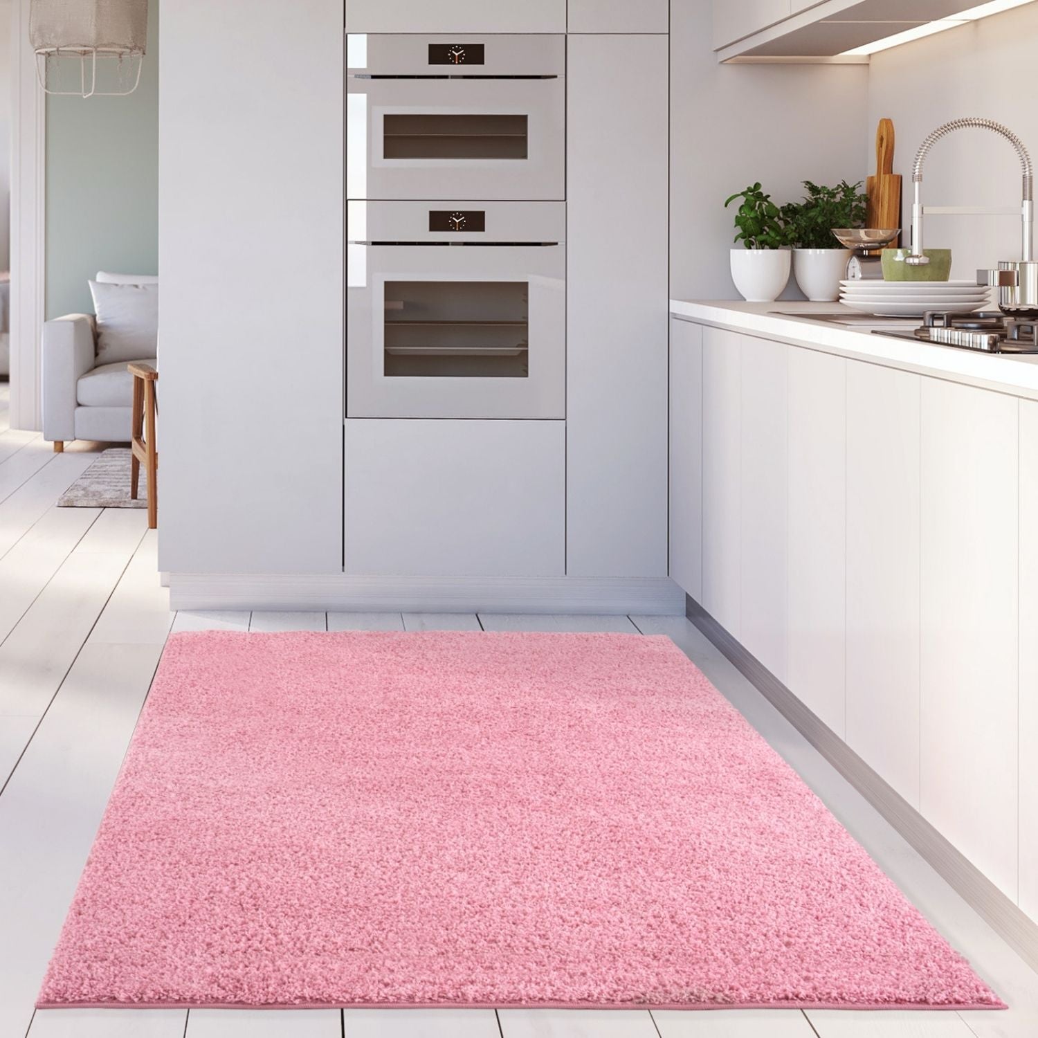Solid Pink Shaggy Rug