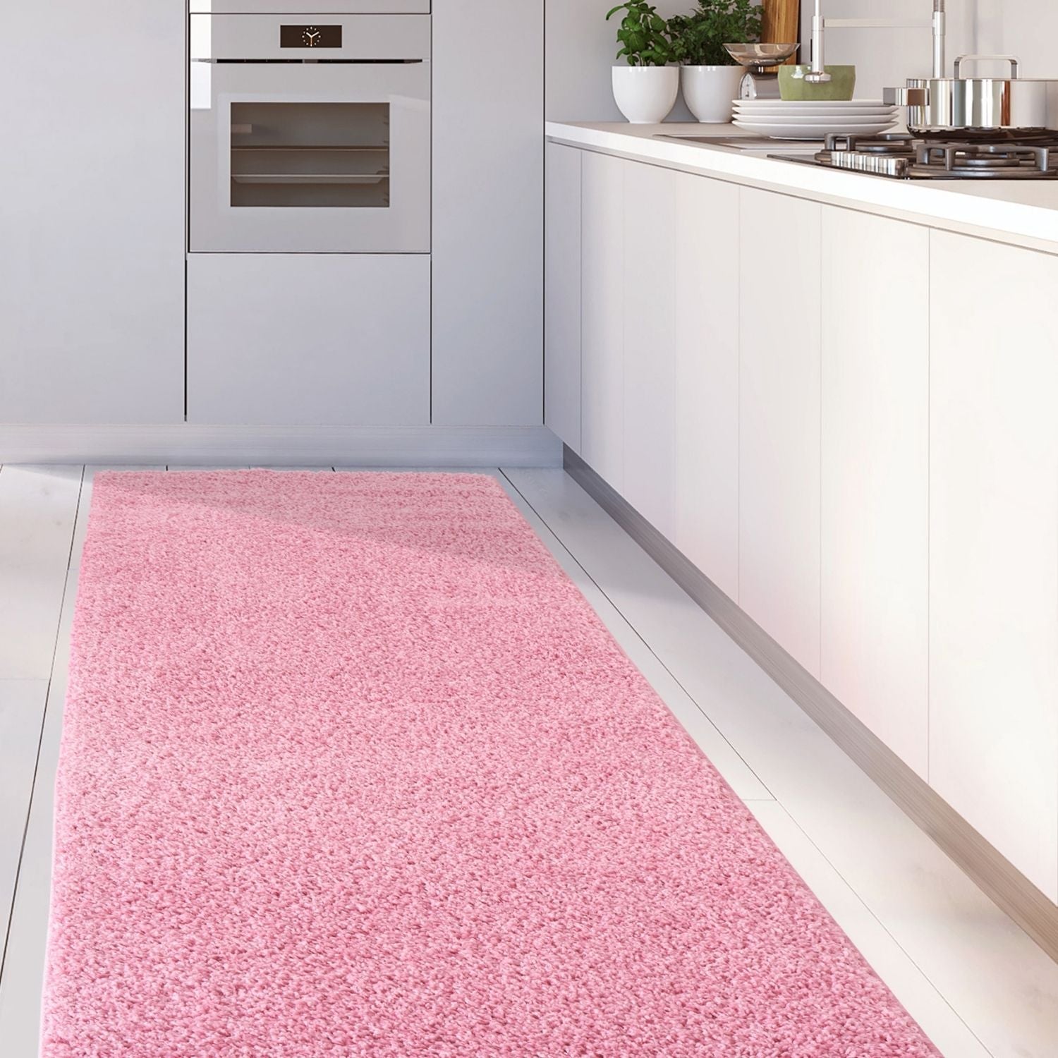 Solid Pink Shaggy Rug