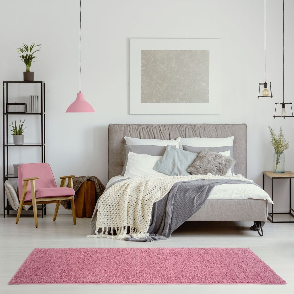 Solid Pink Shaggy Rug