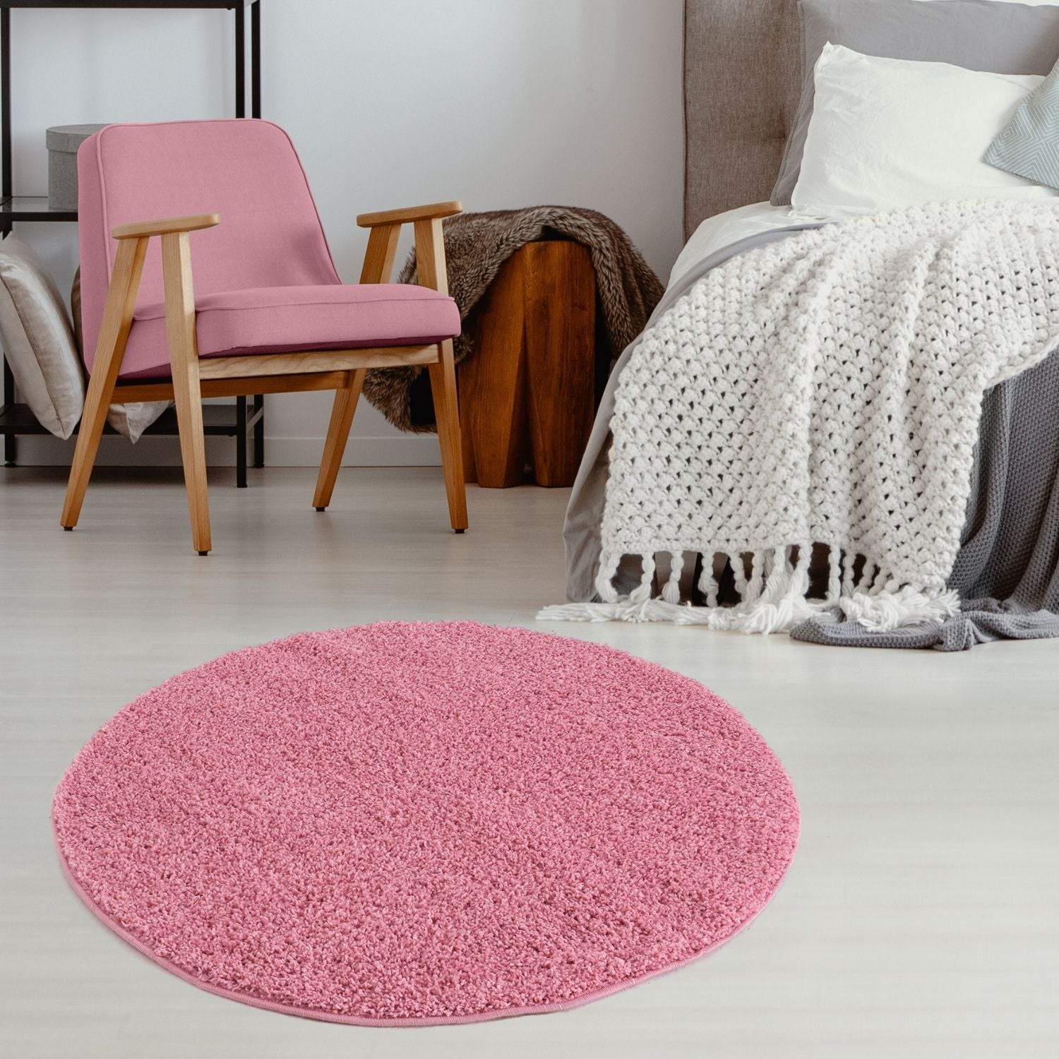Solid Pink Shaggy Rug