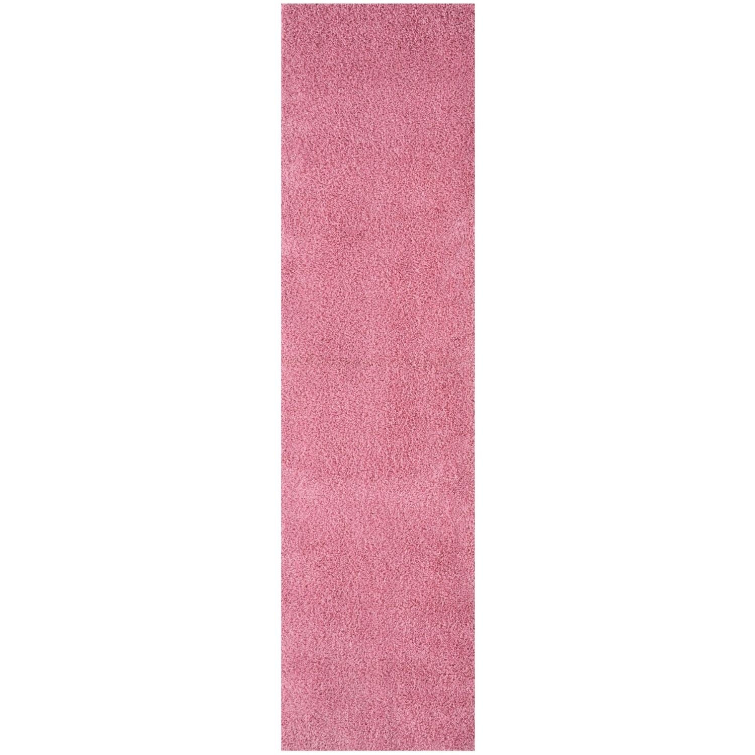 Solid Pink Shaggy Rug 80X300 cm