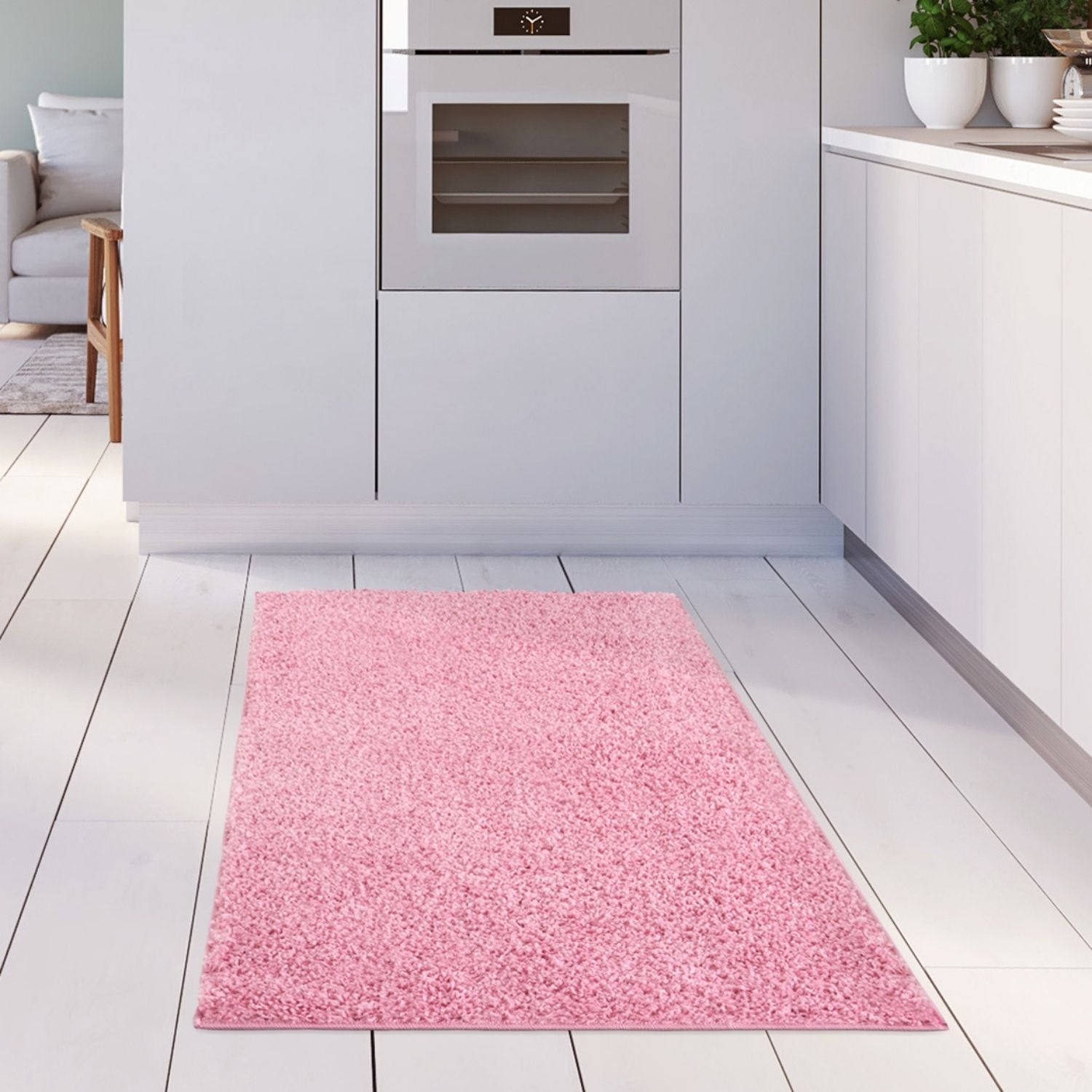 Solid Pink Shaggy Rug
