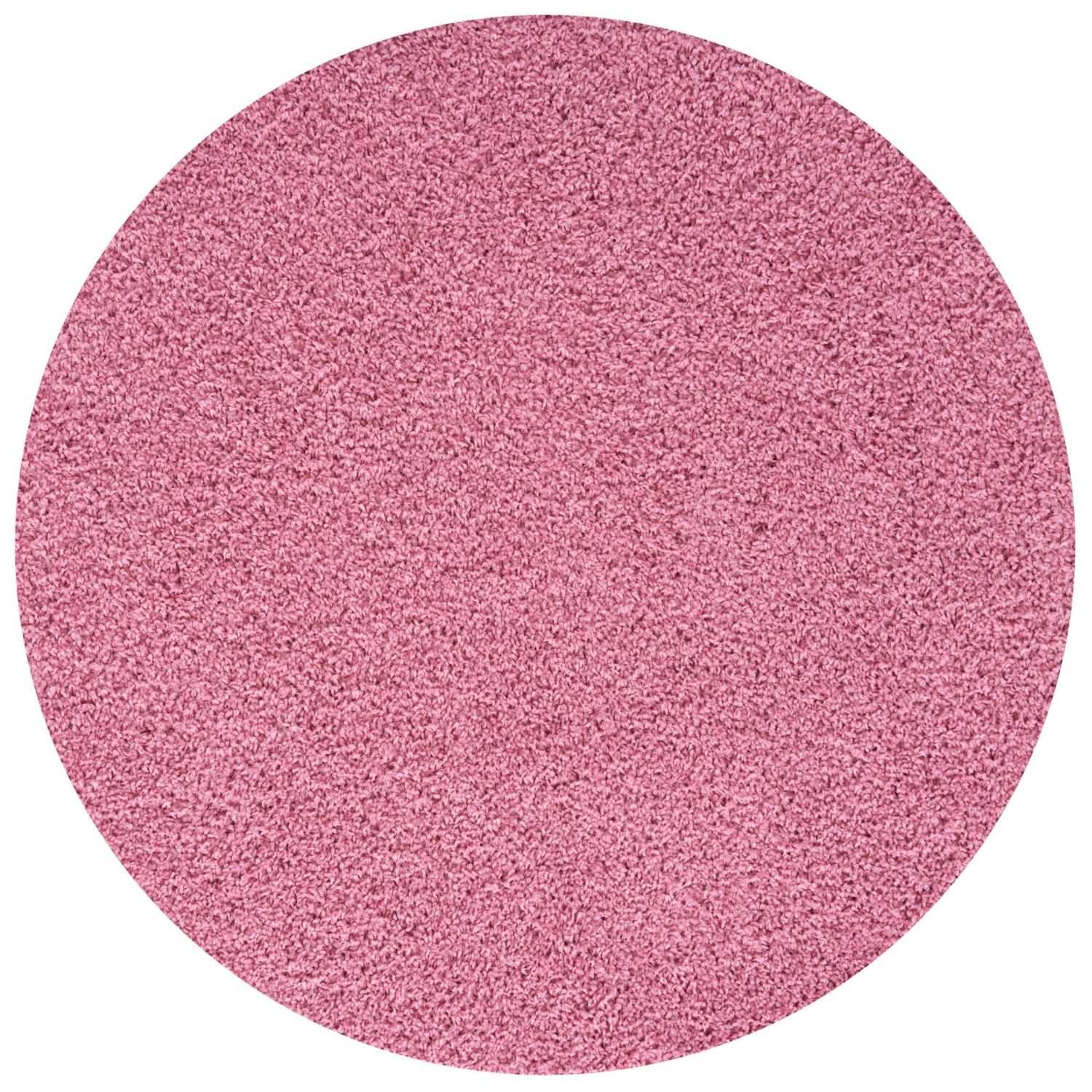 Solid Pink Shaggy Rug Ø 120 cm