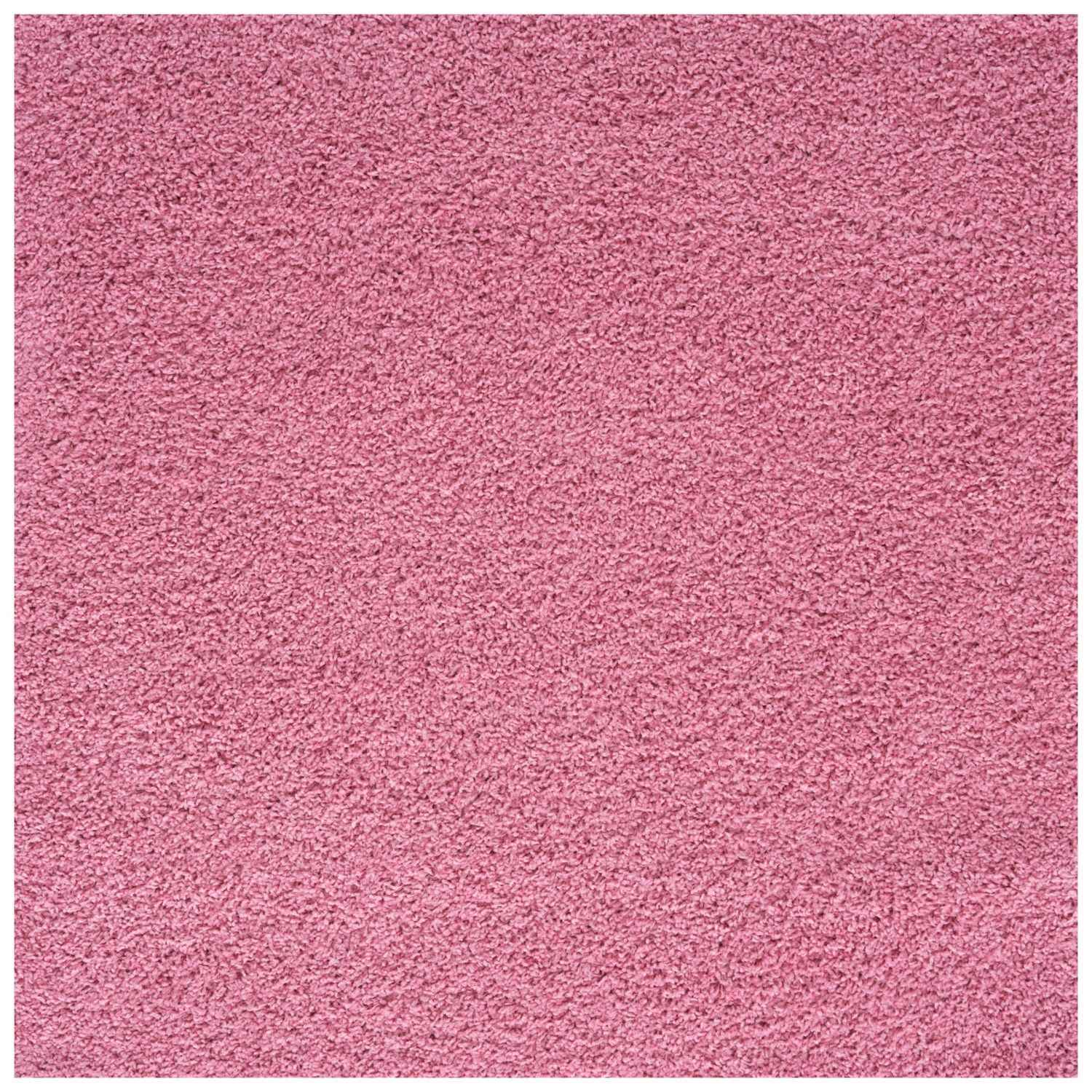 Solid Pink Shaggy Rug 120X120 cm