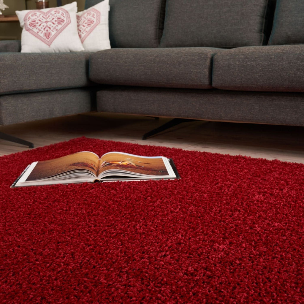 Solid Red Shaggy Rug