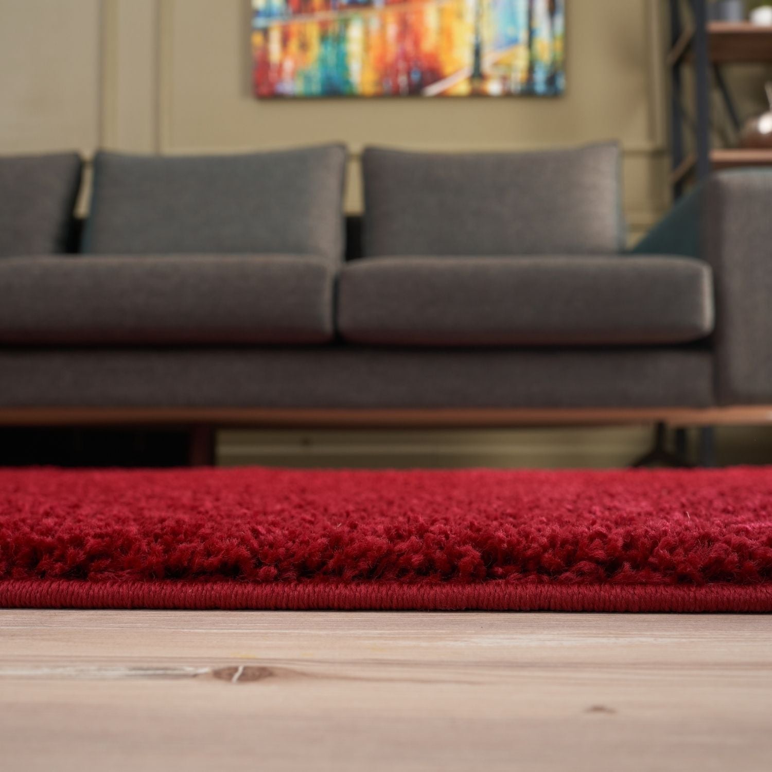Solid Red Shaggy Rug