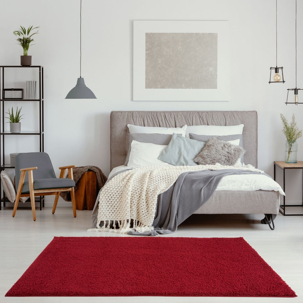 Solid Red Shaggy Rug