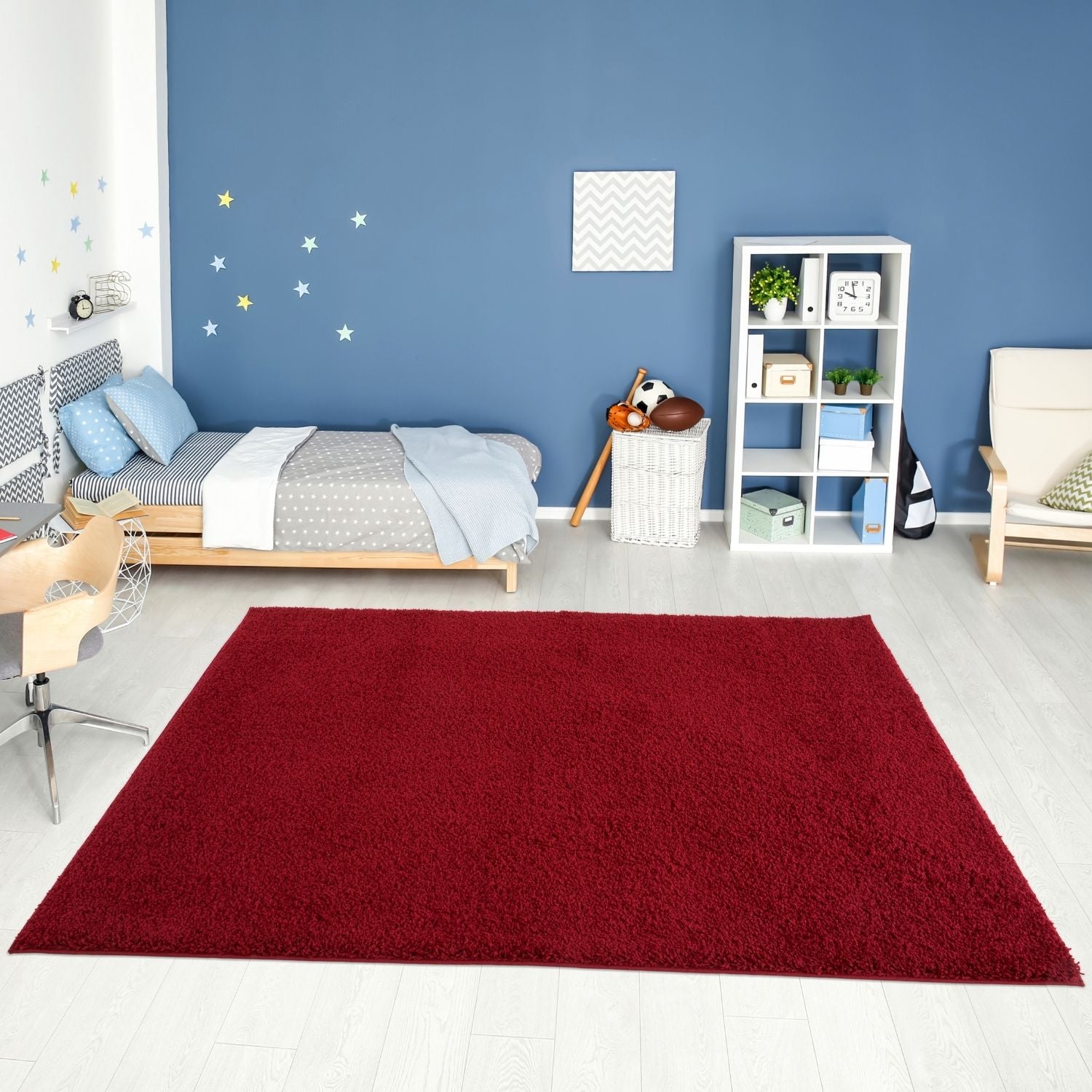 Solid Red Shaggy Rug