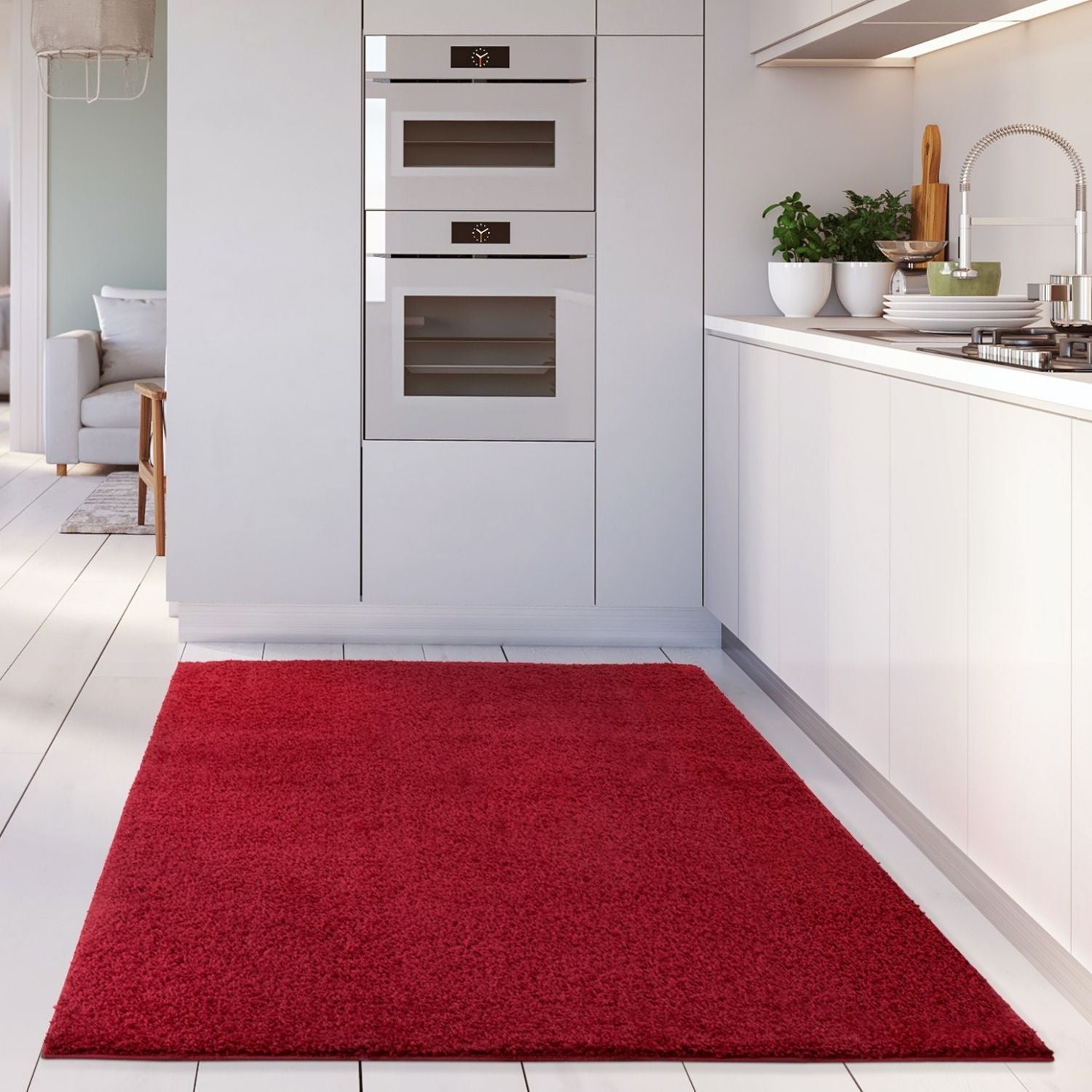 Solid Red Shaggy Rug