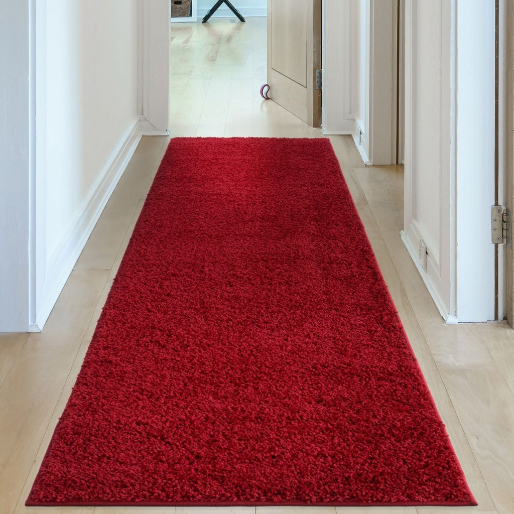 Solid Red Shaggy Rug
