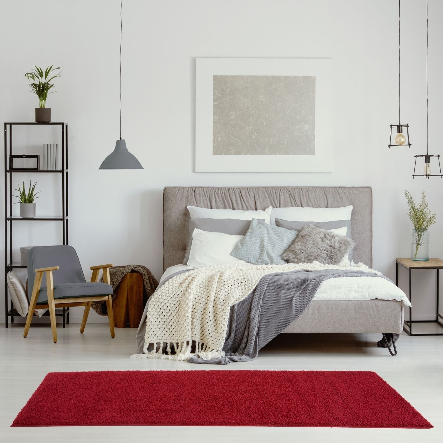 Solid Red Shaggy Rug