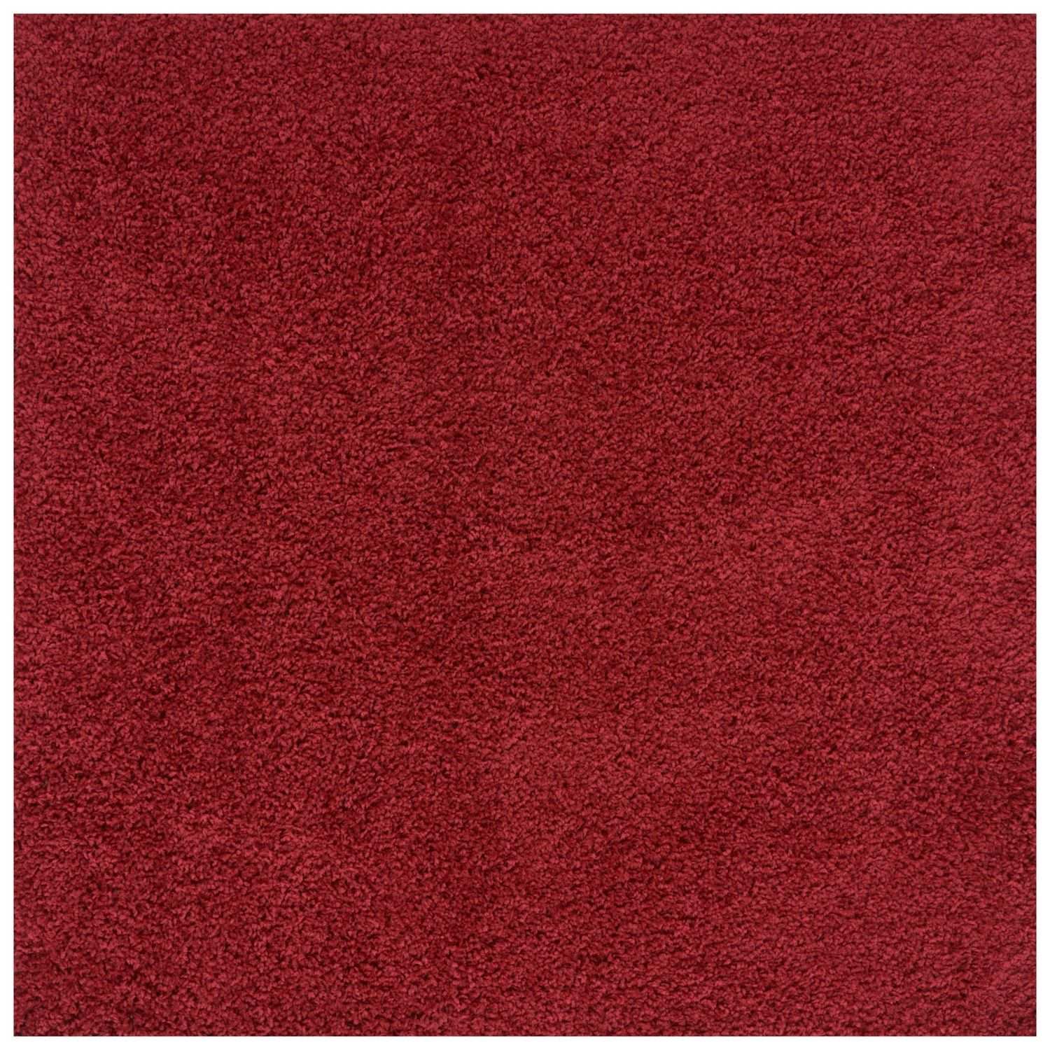 Solid Red Shaggy Rug 120X120 cm