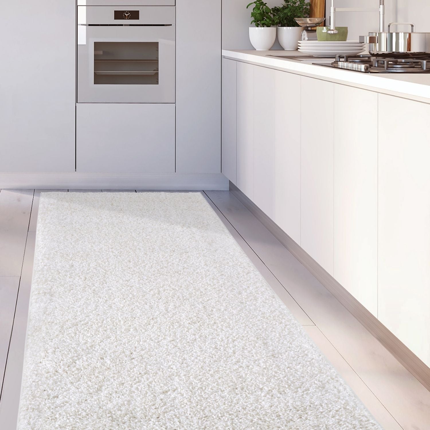 Solid White Shaggy Rug