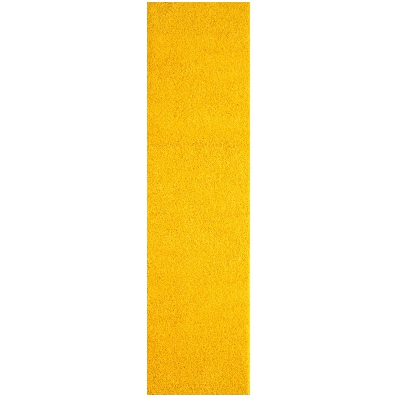 Solid Yellow Shaggy Rug 80X300 cm