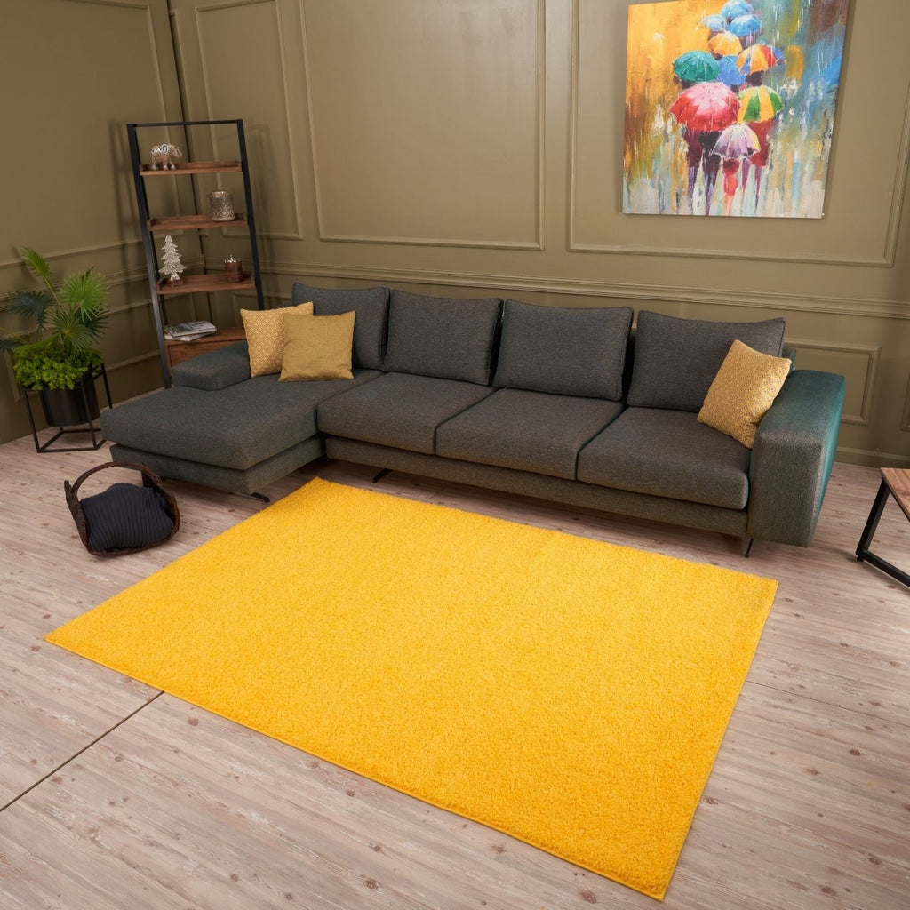 Solid Yellow Shaggy Rug