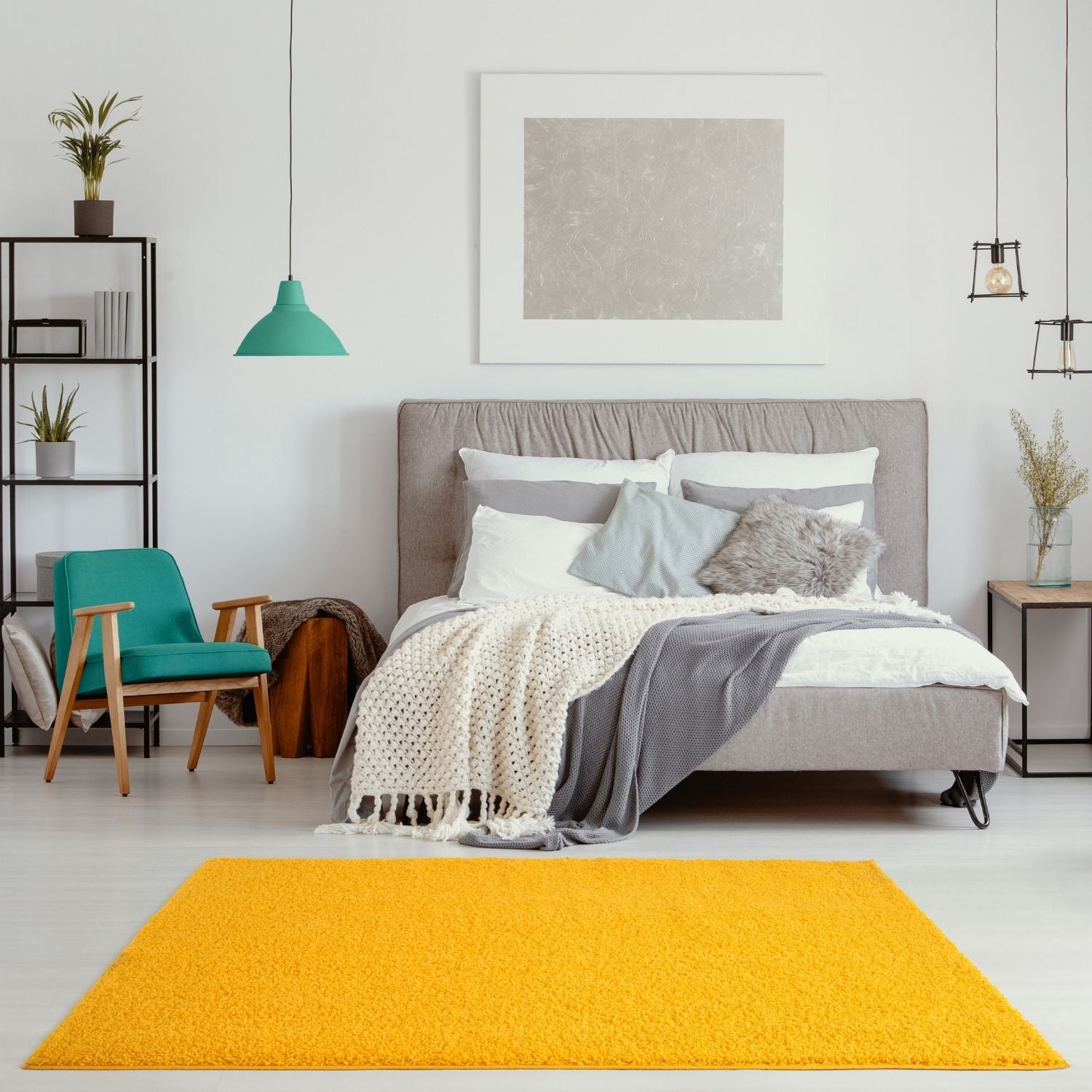 Solid Yellow Shaggy Rug