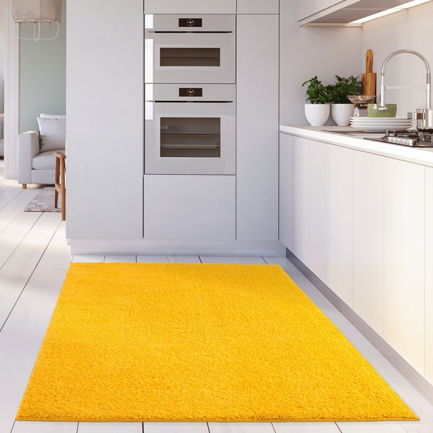 Solid Yellow Shaggy Rug