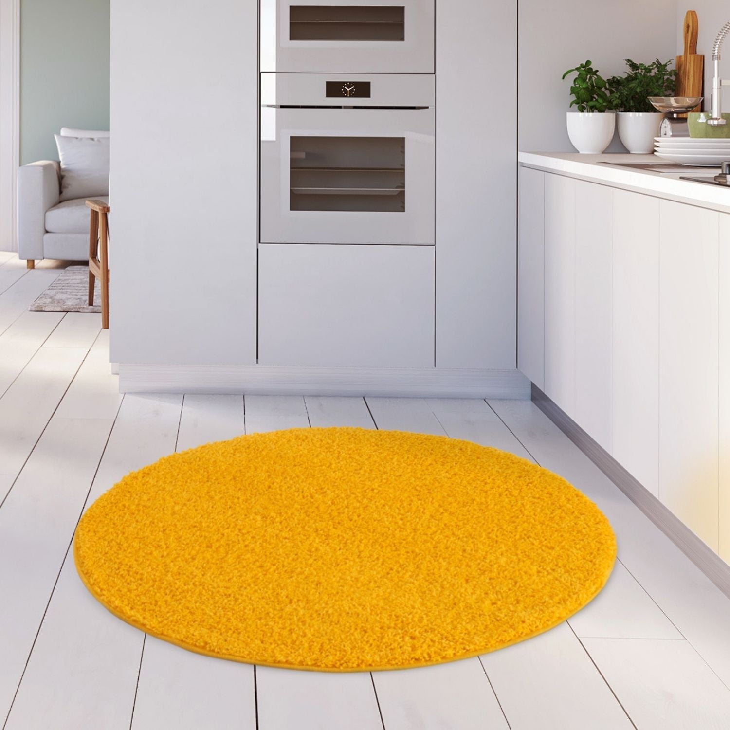 Solid Yellow Shaggy Rug