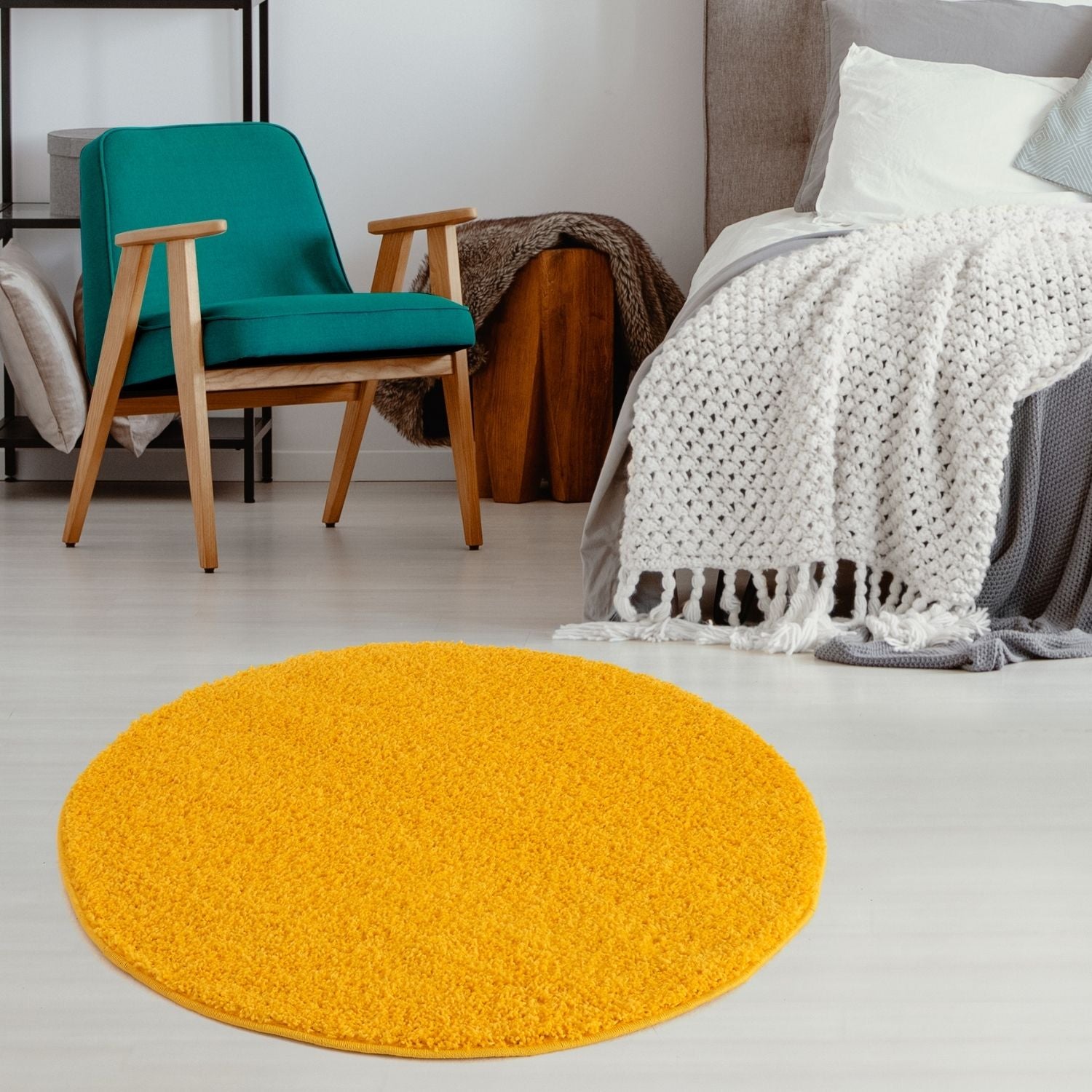 Solid Yellow Shaggy Rug