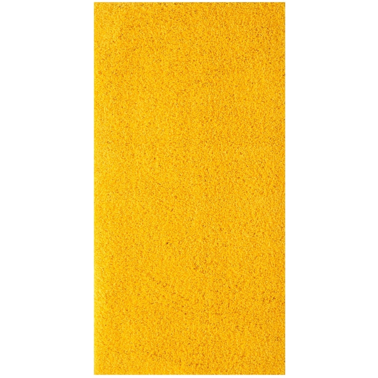 Solid Yellow Shaggy Rug 80X150 cm