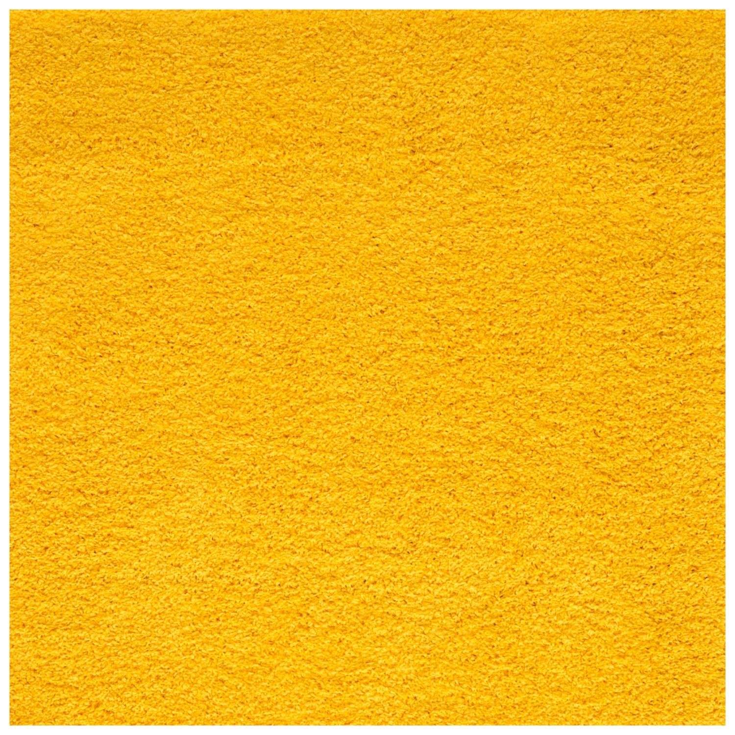 Solid Yellow Shaggy Rug 120X120 cm
