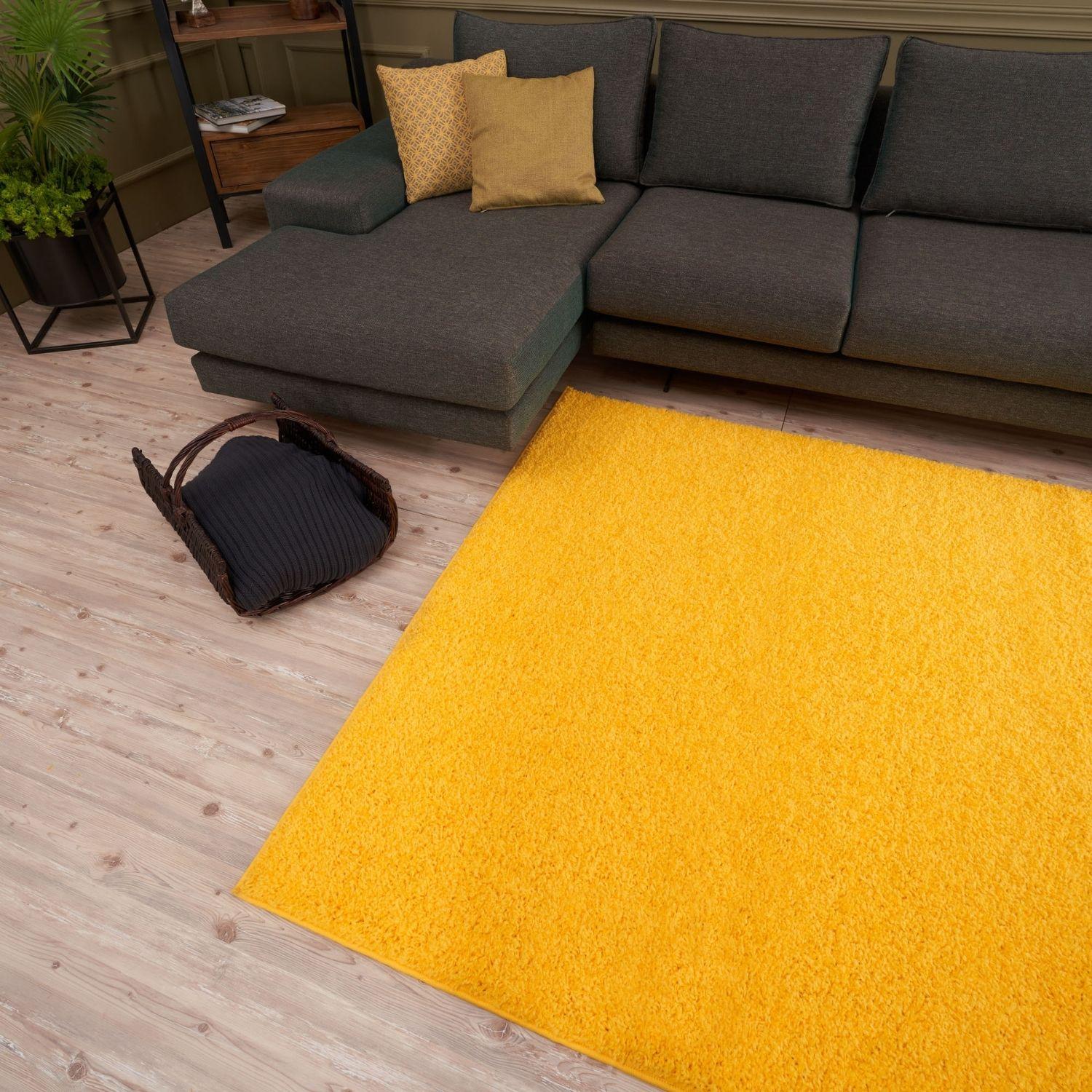 Solid Yellow Shaggy Rug