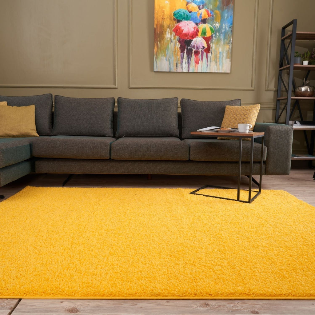 Solid Yellow Shaggy Rug