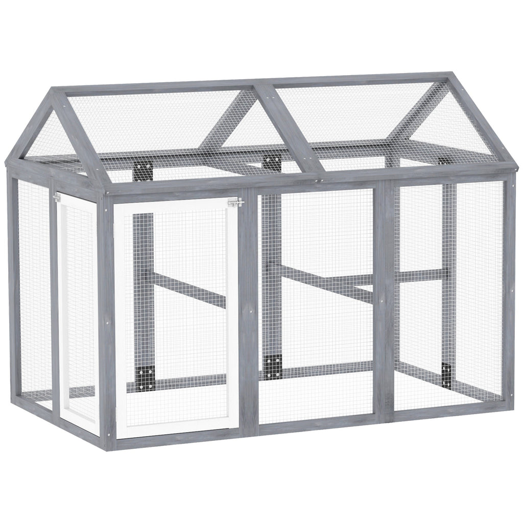 Chicken Run, Wooden Chicken Coop w/ Combinable Design - Grey