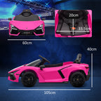 Revuelto Licensed Ride On Car, with Suspension, Pink