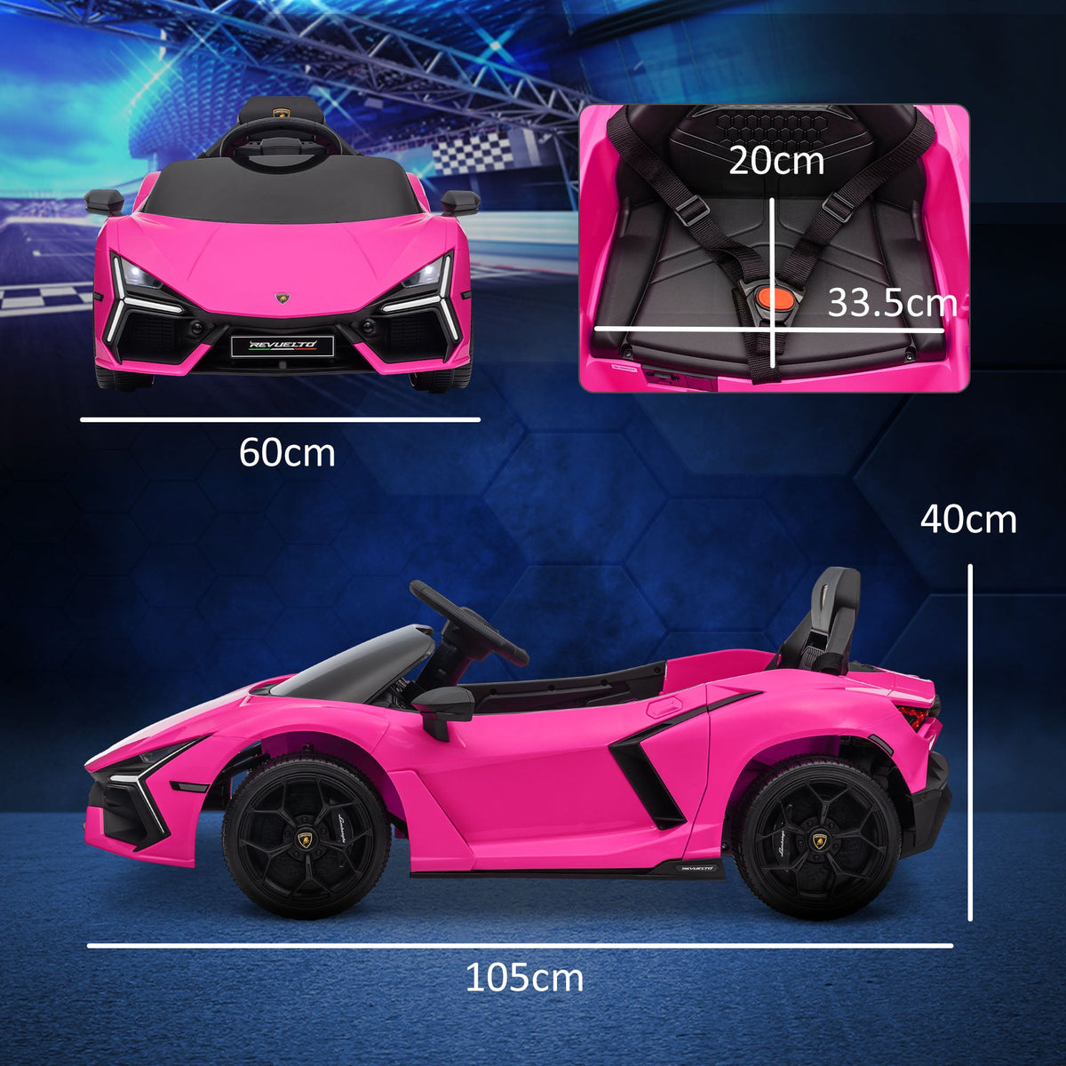 Revuelto Licensed Ride On Car, with Suspension, Pink