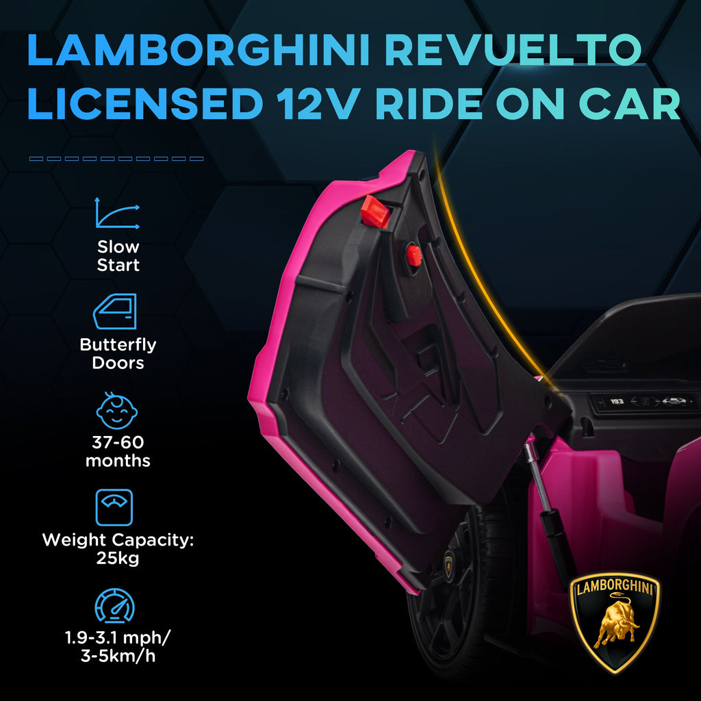 Revuelto Licensed Ride On Car, with Suspension, Pink