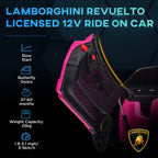 Revuelto Licensed Ride On Car, with Suspension, Pink