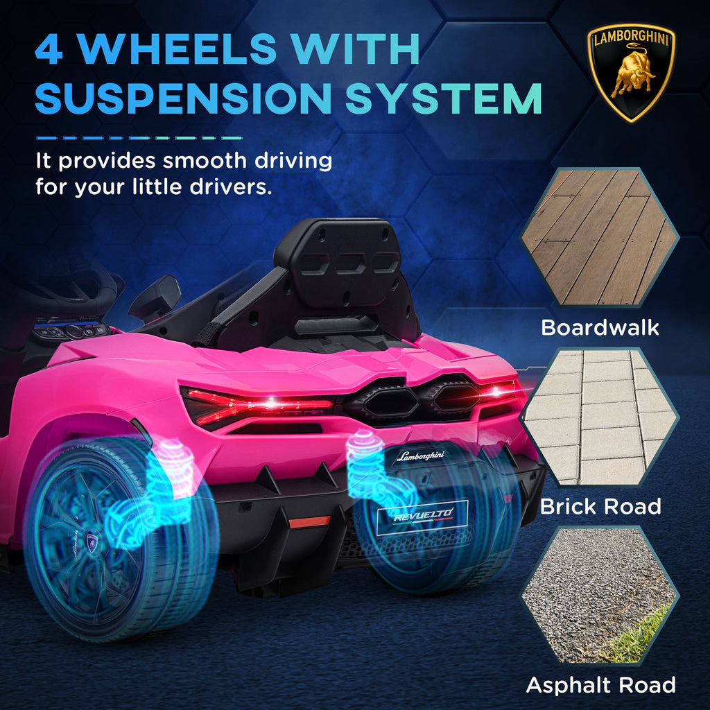 Revuelto Licensed Ride On Car, with Suspension, Pink