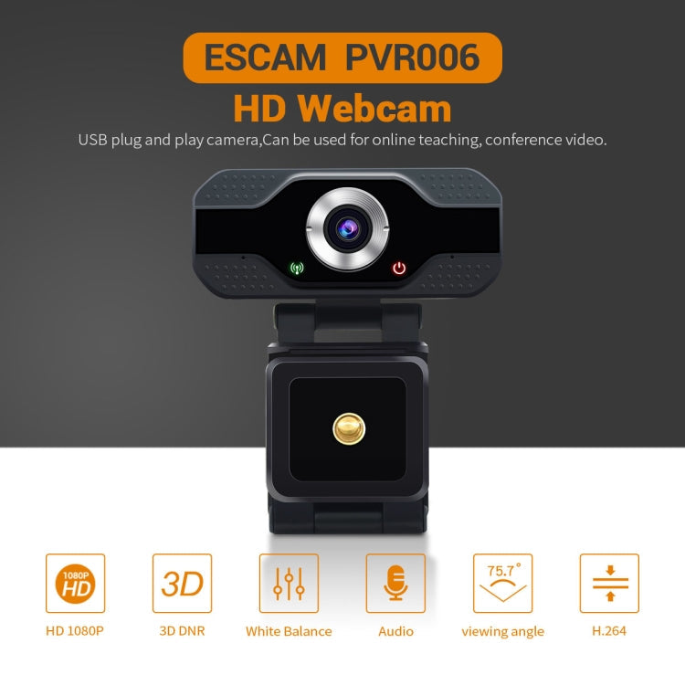 ESCAM PVR006 HD 1080P USB2.0 HD Webcam with Microphone for PC, PVR006 – TPU