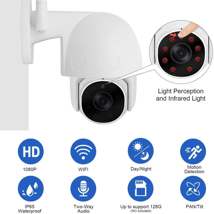 Tuya QX45 1080P Full HD IP65 Waterproof 2.4G Wireless IP Camera, Support Motion Detection & Two-way Audio & Night Vision & TF Card, AU Plug, Support Motion Detection – Waterproof