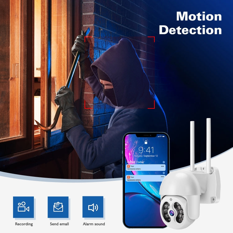 Tuya QX56 3.0 Million Pixels IP66 Waterproof 2.4G Wireless IP Camera, Support Amazon Alexa & Google Home & Motion Detection & Two-way Audio & Full Color Night Vision & TF Card, EU Plug, Support Amazon Alexa & Google Home – Waterproof