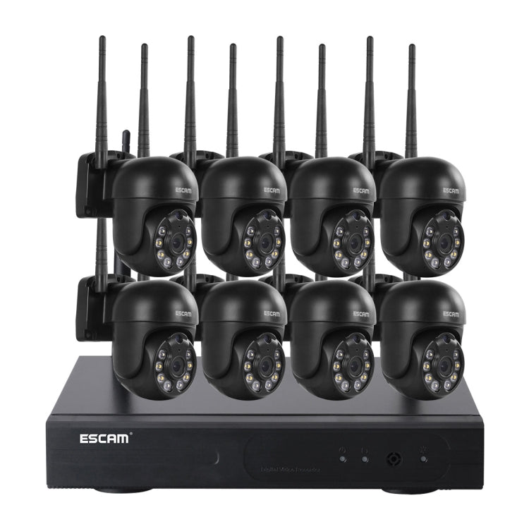 ESCAM WNK618 3.0 Million Pixels 8-channel Wireless Dome Camera HD NVR Security System, Support Motion Detection & Two-way Audio & Full-color Night Vision & TF Card, EU Plug, WNK618 WNK618 NC0236AU