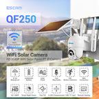 ESCAM QF250 HD 1080P WiFi Solar Panel IP Camera, Support Motion Detection / Night Vision / TF Card / Two-way Audio, QF250 – Durable Build, Easy to Use